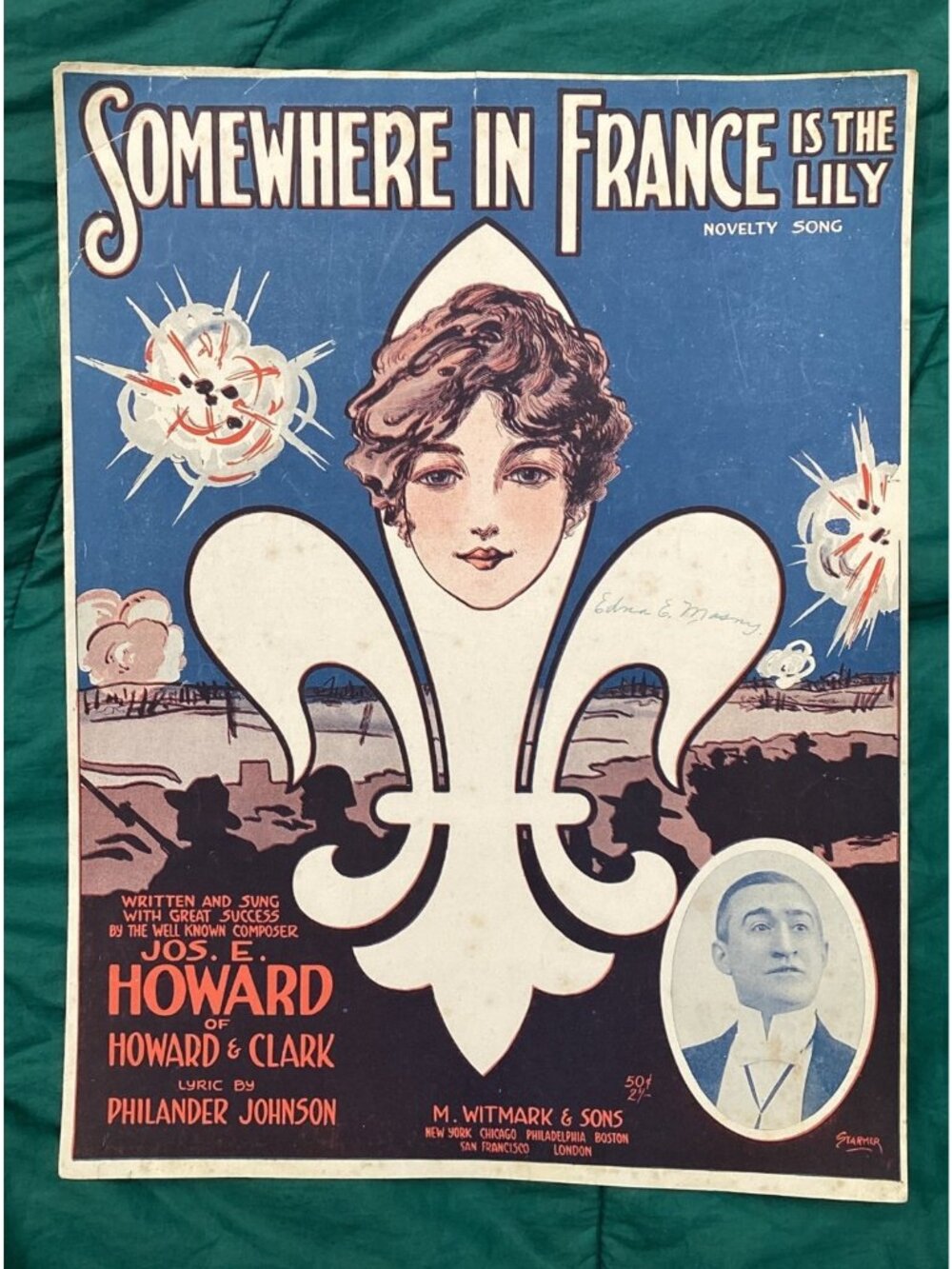 1917 Somewhere in France Is the Lily Sheet Music Witmark WWI Cover